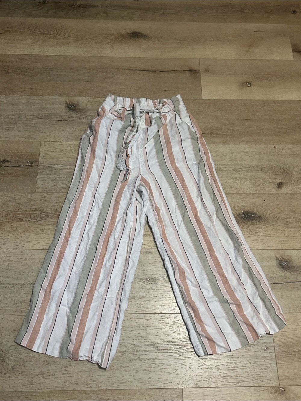 Rachel Zoe Striped Wide-Leg Pants in White, Tan & Sage